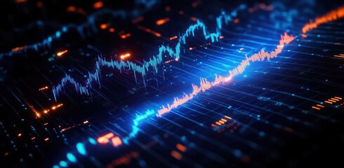 Wall Mural - Futuristic Stock Market Growth Graph Investment Finance Analysis Chart with Cyberpunk Aesthetic and Neon Lights