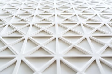 Poster - Geometric patterns in white material create an eye catching design for modern architecture and interior spaces. Generative AI