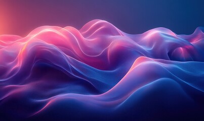 Aufkleber - Minimalist Abstract Flowing Shapes in Blue and Purple 3D Render with Ambient Lighting