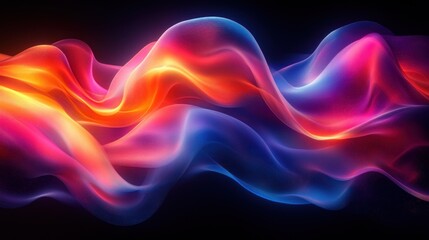 Poster - Iridescent Abstract Design Futuristic Background with Flowing Curves and Soft Lighting