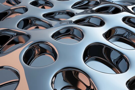 Abstract 3D rendering of a metallic surface with holes