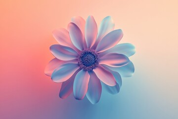 Poster - Vibrant pink and blue flower with unique color blending against a soft background in a creative artistic display. Generative AI