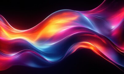 Poster - Iridescent Abstract Artwork with Colorful Curves and Glossy Surfaces