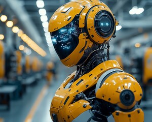 Poster - Yellow robot in factory.