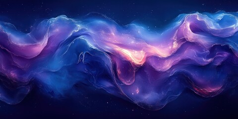 Aufkleber - Surreal Abstract Composition of Swirling Glossy Shapes in Blue and Purple