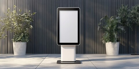 Cutting-edge 3D touch screen kiosk designed for outdoor use.