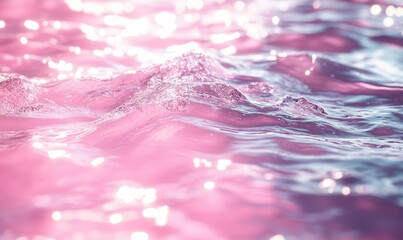 Close Up of Rippling Pink Water Abstract Texture with Fluidity and Movement in Soft Ambient Light