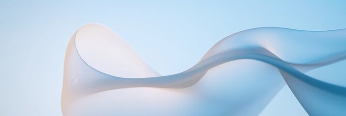 Aufkleber - Waving fabric creates a soft and elegant display against a light blue backdrop, capturing motion and fluidity in design. Generative AI