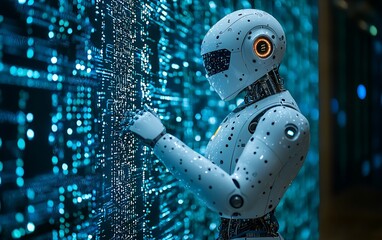 Poster - Robot interacting with digital data stream.