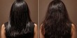 © Umnat - The effects of frizz and heat treatment on hair before and after salon care.