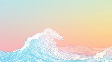 Leinwandbilder - Vibrant ocean waves crashing against shoreline at sunset with pastel sky colors and smooth water surface. Generative AI