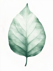 Poster - Natures delicate beauty showcased through a green leaf resting against a plain background. Generative AI