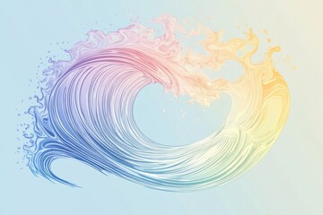 Aufkleber - Colorful wave illustration with swirling patterns and soft gradients capturing the essence of ocean movement. Generative AI