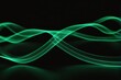 © piyawat - Glowing green wave pattern with movement and depth on black background, creating striking contrast.