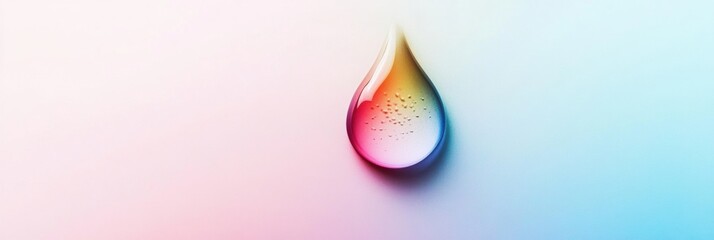 Leinwandbilder - Colorful water droplet reflecting light with a smooth gradient background at a studio setting. Generative AI