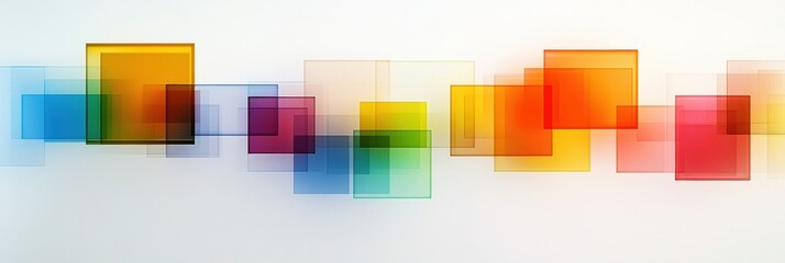 Poster - Colorful abstract composition featuring translucent squares in various arrangements and shades. Generative AI