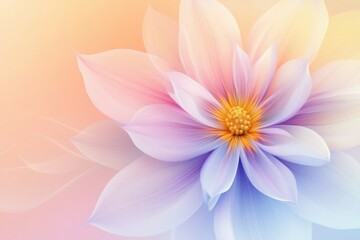 Poster - Soft pastel flower with delicate petals and vibrant center in a subtle background of warm colors. Generative AI