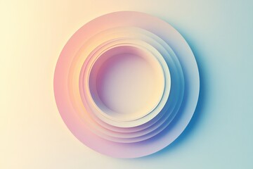 Poster - Colorful abstract circles layered in soft tones creating a calming visual effect in contemporary design space. Generative AI