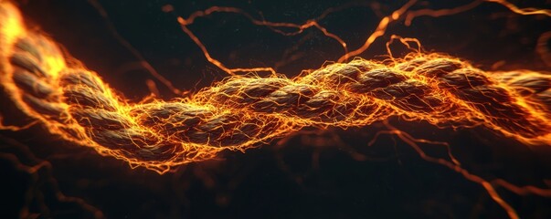 Poster - Dynamic rope movement abstract art digital artwork dark background close-up energy and motion concept