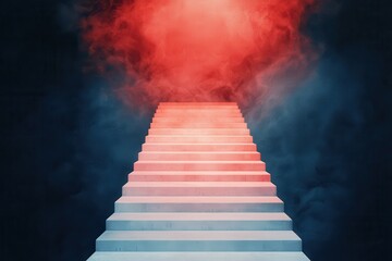 Poster - Ascending mystical staircase abstract space digital art dramatic lighting surreal concept