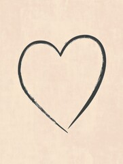 Aufkleber - Simple hand drawn heart illustration on a soft textured background evoking feelings of love and affection. Generative AI