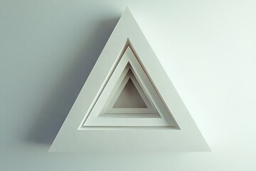 Fototapete - geometric wall art featuring nested triangles in minimalist style for modern decor. Generative AI