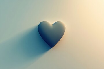 Aufkleber - Simple heart shape creating a soothing atmosphere with soft shadows and gentle light in a minimalistic background. Generative AI