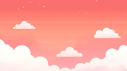a pink and white sky with clouds and stars