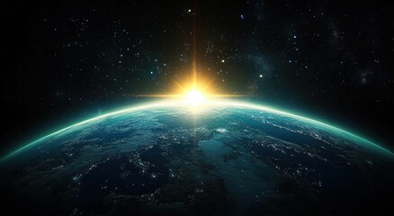 Wall Mural - earth from space vibrant sunrise cosmic landscape galactic exploration