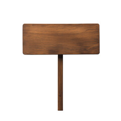 Leinwandbilder - A simple, blank rectangular wooden sign with a vertical post stands against a white background, ideal for adding text or graphics.