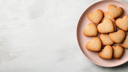 Canvas Print - Heart shaped cookies on pastel pink plate create delightful treat