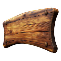 Aufkleber - A digitally rendered image of a rustic, curved wooden sign with blank space, ideal for adding text or graphics.