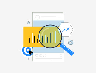Poster - Social media analytics - influencer marketing, live streams, video content, interactive posts, hashtags and audience reactions, highlighting brand promotion and engagement on social platforms