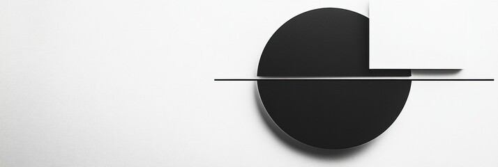Fototapete - Abstract black and white geometric shapes create minimalistic aesthetic in modern design. Generative AI