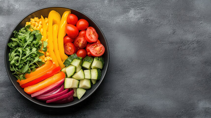 Canvas Print - Fresh salad with colorful vegetables including peppers, tomatoes, and cucumbers