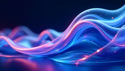 Leinwandbilder - abstract background 3D render of a liquid glass holographic wave in motion, with iridescent neon colors flowing in curved shapes