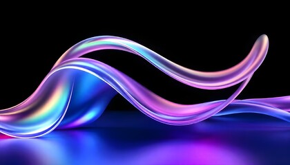 Leinwandbilder - abstract background 3D render of a liquid glass holographic wave in motion, with iridescent neon colors flowing in curved shapes