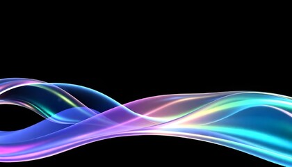 Wall Mural - abstract background 3D render of a liquid glass holographic wave in motion, with iridescent neon colors flowing in curved shapes