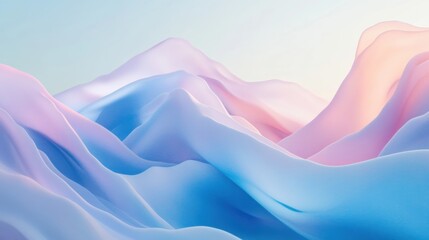 Poster - Colorful undulating hills in pastel tones evoke a serene and dreamy landscape at dawn. Generative AI