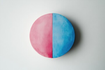 Leinwandbilder - Two colored sections of a circular object placed on a light background showcasing contrast and simplicity. Generative AI