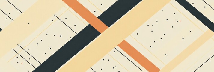Poster - abstract geometric pattern featuring intersecting lines and shapes in muted tones with a modern desi