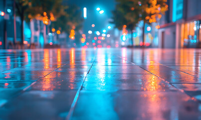 Wall Mural - night city street neon light background-generative ai