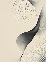Poster - Abstract design featuring smooth curves and dotted patterns on a light background created with simple black lines. Generative AI