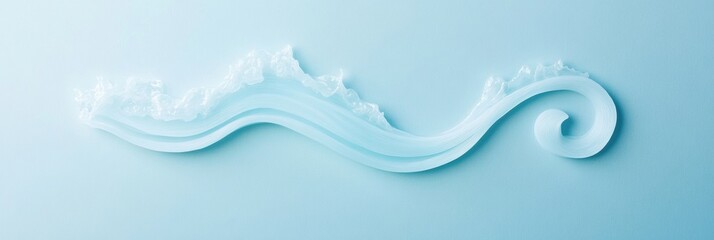 Fototapete - Decorative wave design in light blue tones with soft white elements creating a serene atmosphere in an art exhibit. Generative AI