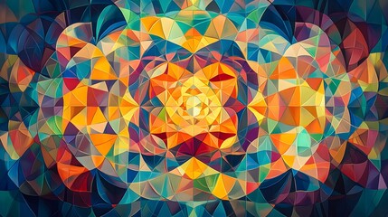 Poster - Vibrant geometric patterns art studio digital artwork abstract environment aerial view colorful concepts for creativity