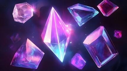 Poster - Vibrant crystal formation abstract space digital art cosmic environment aesthetic viewpoint aesthetic exploration
