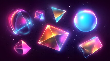 Poster - Vibrant geometric shapes digital art colorful background abstract composition close-up creative design
