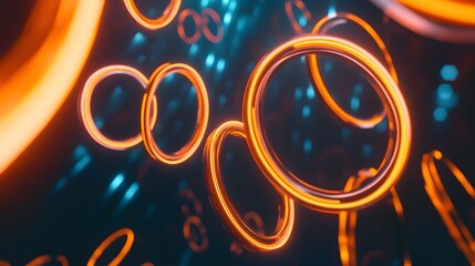Poster - Dynamic light rings animation digital space graphic art futuristic environment abstract viewpoint motion concept