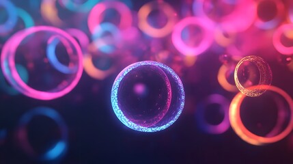 Poster - Vibrant colorful bubbles floating digital art abstract environment high-tech viewpoint visual concept
