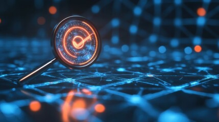 Poster - Futuristic Digital Locator with Circular Interface and Network Background